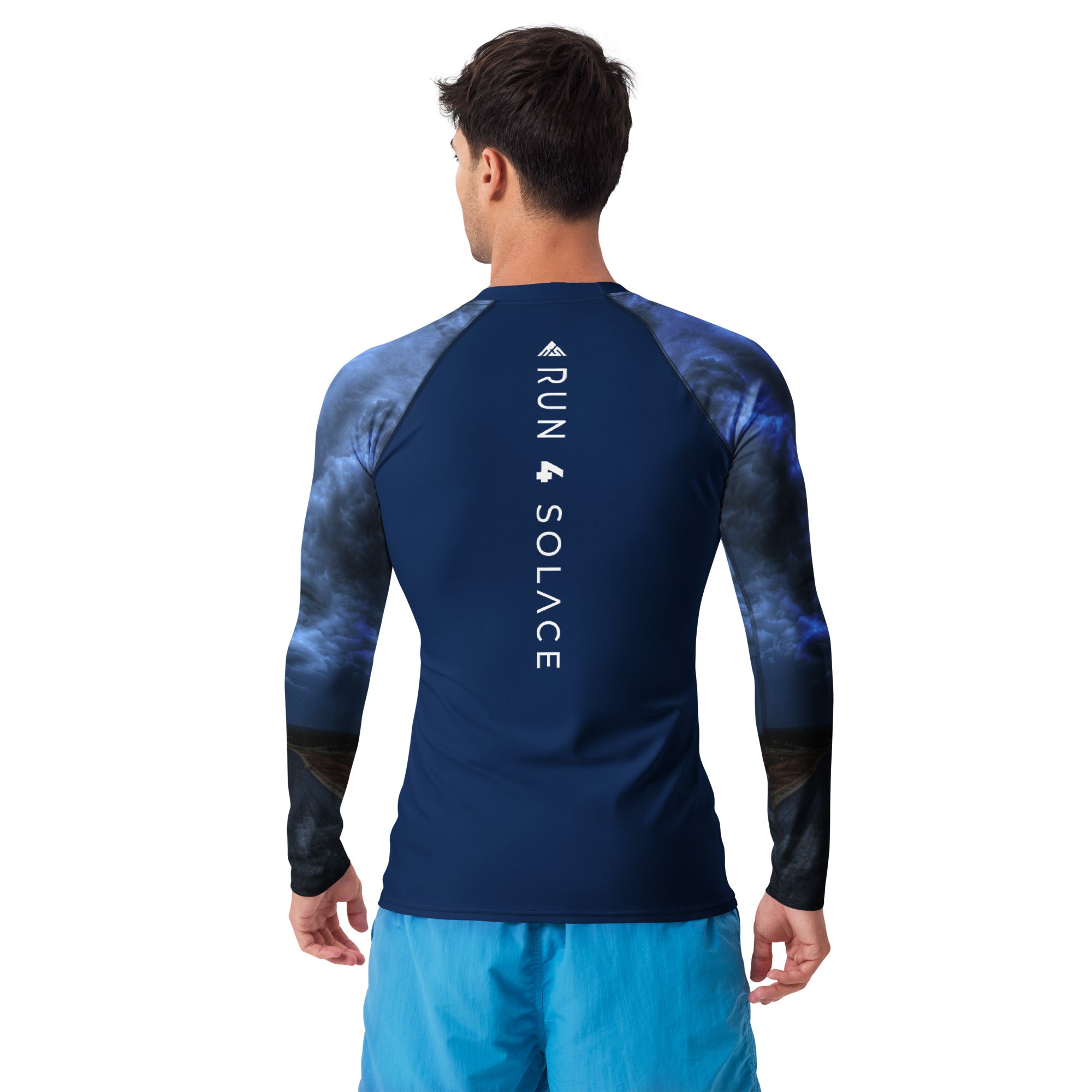 Men's Long Sleeve Running Top [Stormy Road - Navy]