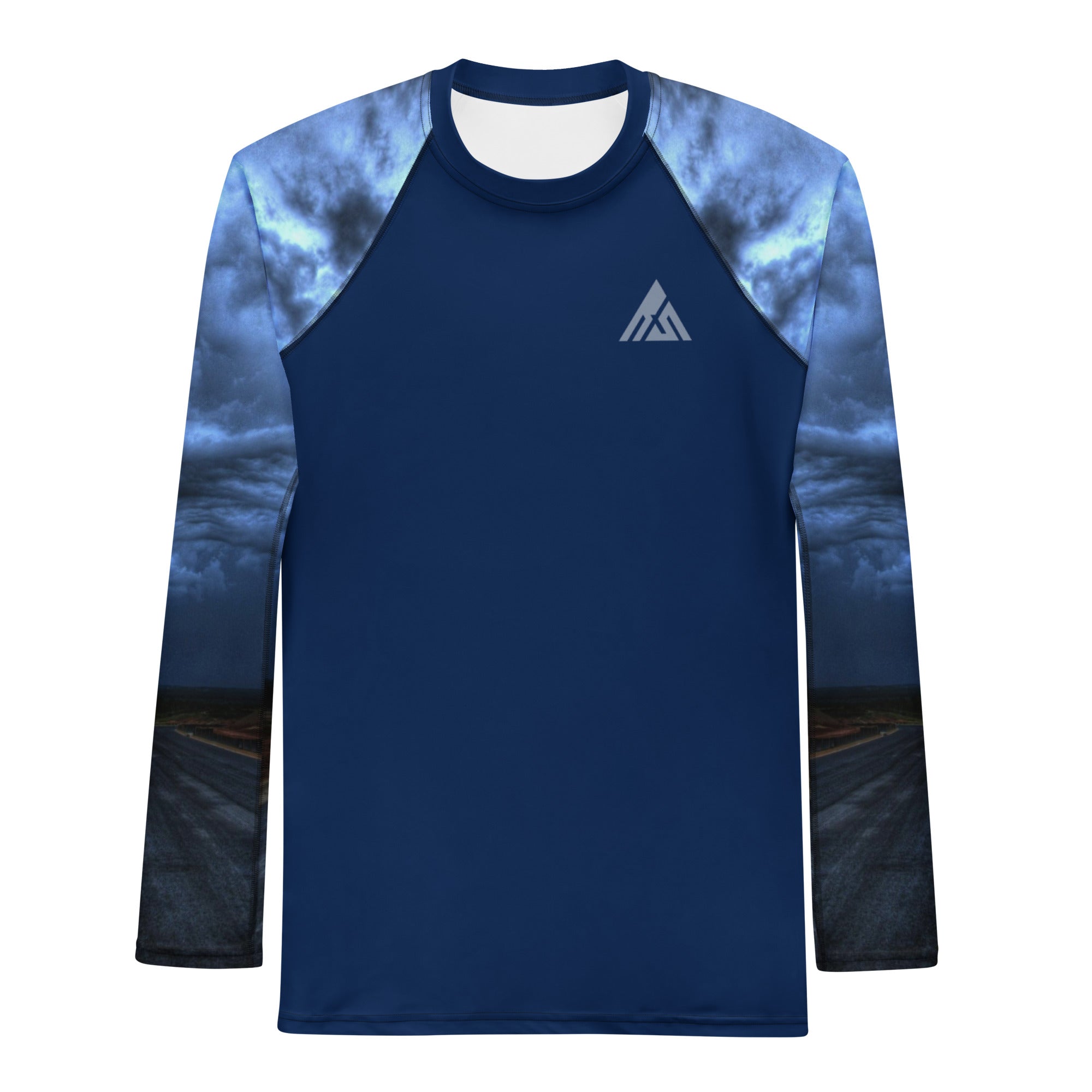 Men's Long Sleeve Running Top [Stormy Road - Navy]