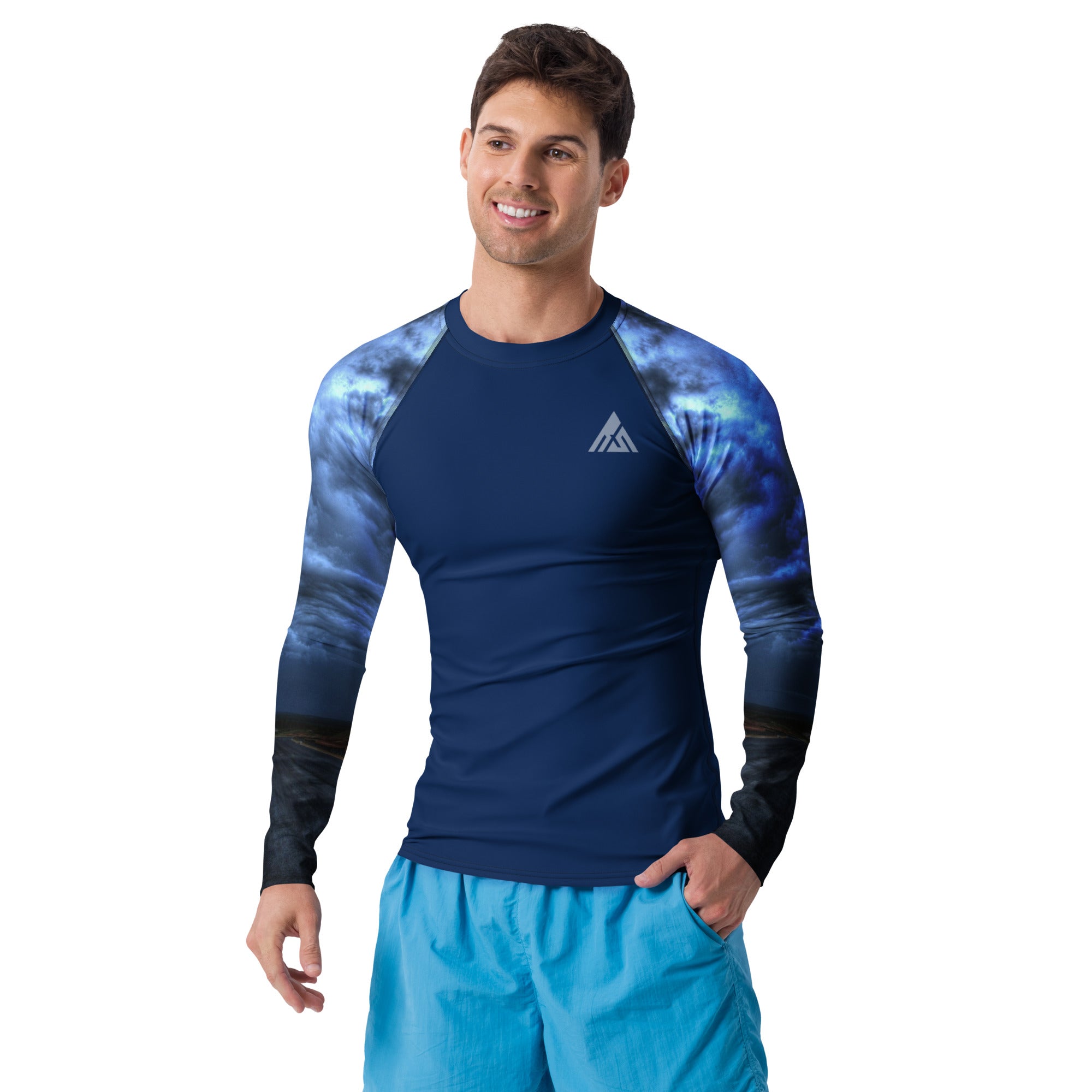 Men's Long Sleeve Running Top [Stormy Road - Navy]